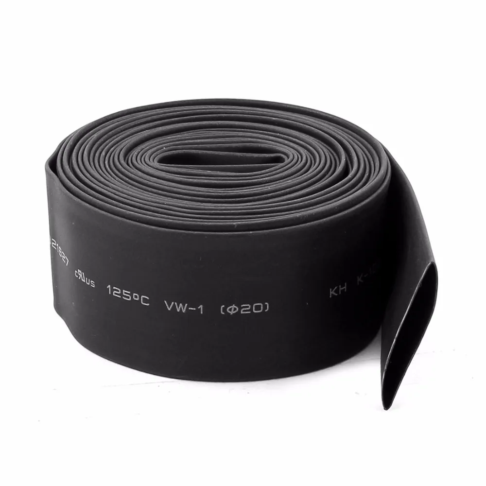 UXCELL 20mm Dia 3m Long Black PVC Polyolefin Heat Shrinkable Tube