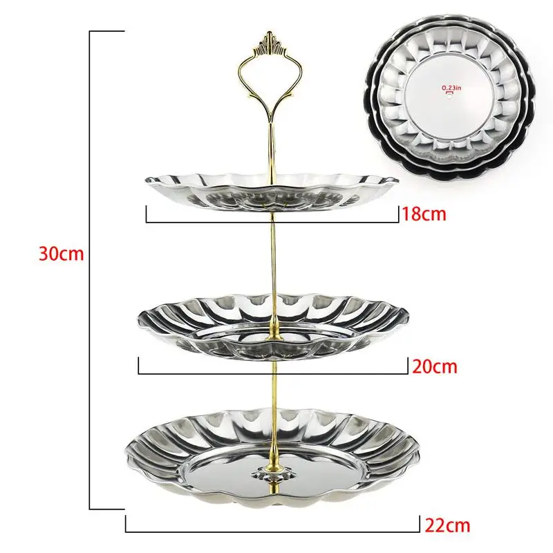 ABLA фруктовые тарелки 3 уровня нержавеющая сталь Торт Свадебный стенд фрукты десерты для конфет сыра посуда тарелки дисплей для свадьбы