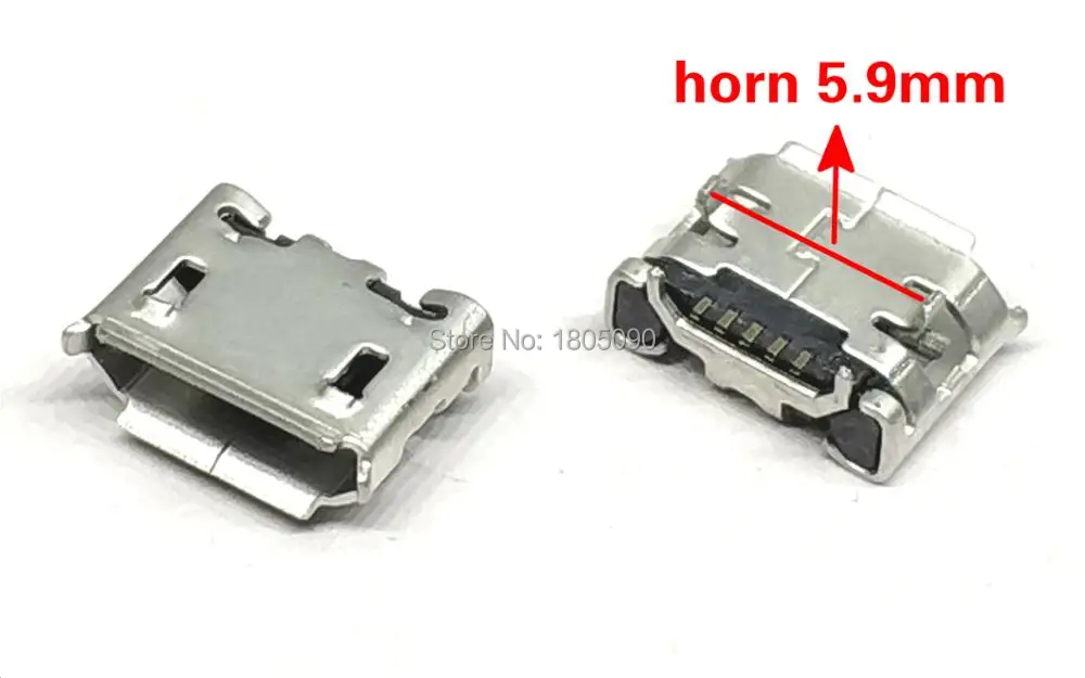 

50pcs micro USB 5pin jack Ox horn 5.9mm Four legs plate socket short pin needle Female socket Mini USB connector Ox horn usb