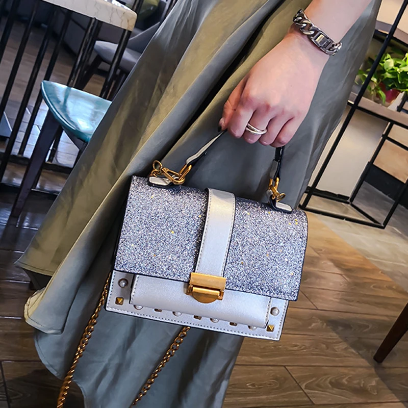 Women Handbag Fashion Sequin Female Exquisite Shoulder Bags Rainbow Rivet Crossbody Bag Messenger Bags Bolsos Mujer Tote SS7164 (17)