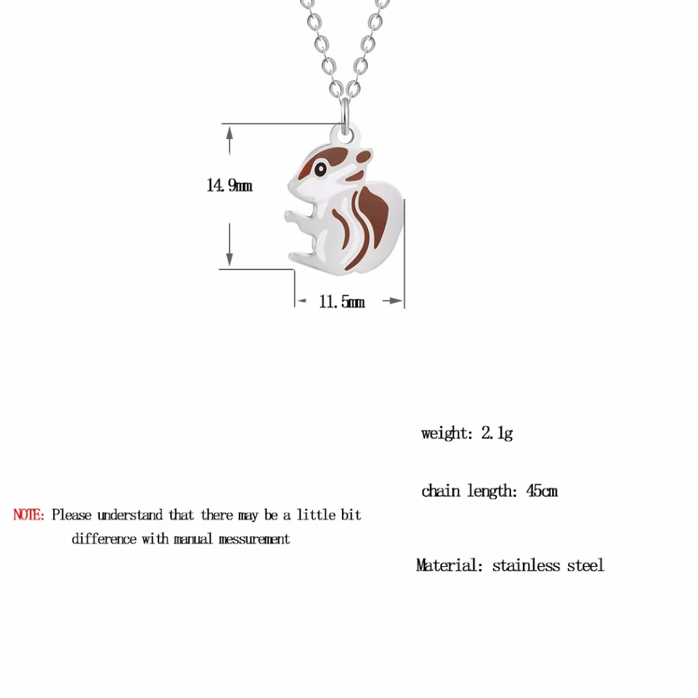 QIAMNI из нержавеющей стали крошечное детское ожерелье с белками кулон Chipmunk белка ожерелья в виде животных для женщин воротники подарок с домашним любимцем