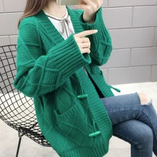 Milinsus Women Horn Button Cardigans Knitting Sweater Crochet Pocket Solid Color 2019 Autumn Winter New Women's Cardigan Coat Milinsus Women Horn Button Cardigans Knitting Sweater Crochet Pocket Solid Color 2019 Autumn Winter New Women's Cardigan Coat