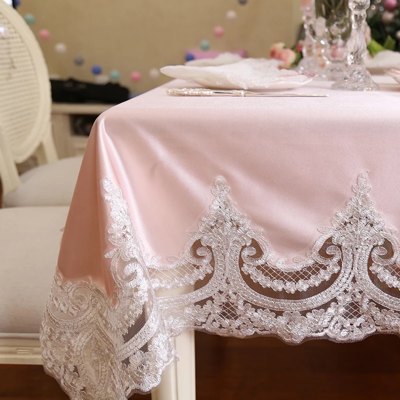 

2019 hot sale European Luxury Table Cloth Chair Cover Lace Rectangular Table Cover Simple Wedding Cloth Cover Chair Cushion