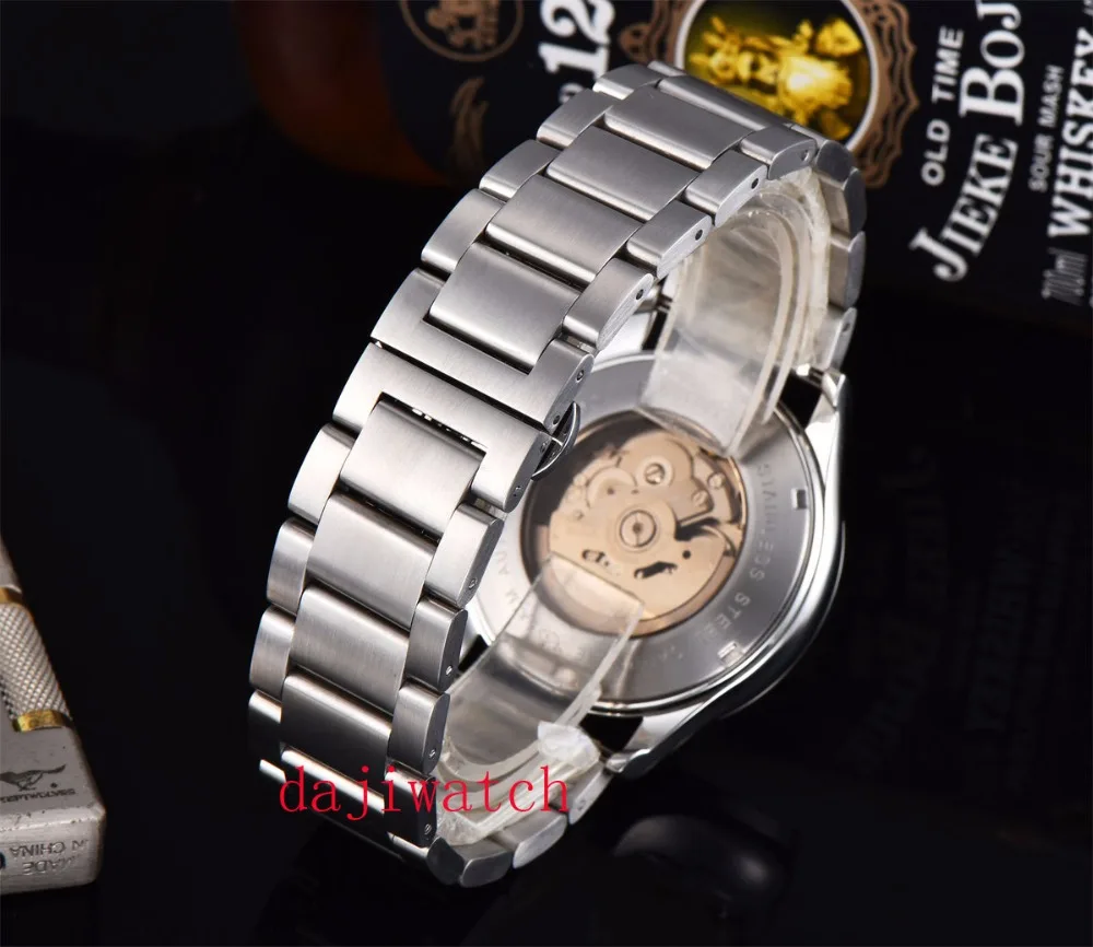 42 мм Parnis черный циферблат светящиеся часы miyota сапфировое стекло нержавеющая сталь браслет механические Автоматические Мужские часы