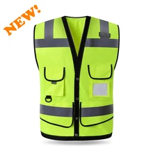 SPARDWEAR HIGH VISIBILITY REFLECTIVE SAFETY VEST WAISTCOAT MENS WITH MULTI-POCKETS SILK SCREEN LOGO PRINTING FREE SHIPPING
