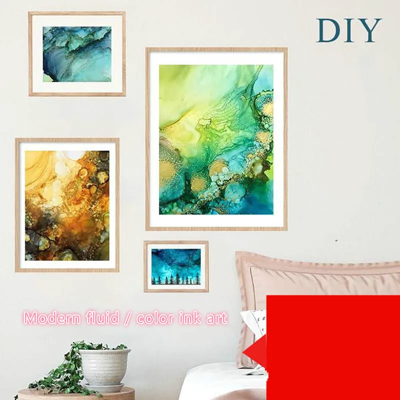 

New Product original homemade color painting embossed painting, handmade DIY material alcohol fluid painting,decorative painting