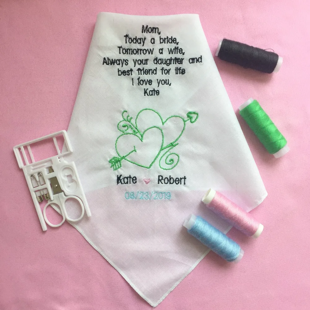 

Custom Wedding Handkerchiefs for Mother of the Bride, Embroidered Wedding Hankies for Bride Mother, Wedding Gift to Bride Mother