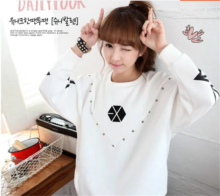 Толстовка kpop exo одежда exo осень с длинным рукавом белая мужская и Корейская женская куртка одежда пара рубашка с капюшоном верхняя одежда