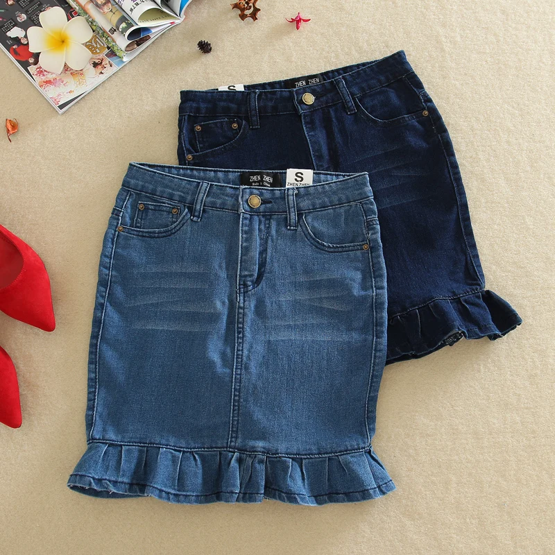 Women Summer Style Denim Mermaid Jeans Short Skirt Skirts Trumpet Pencil Skirt Mini Skirts