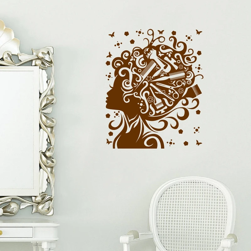 Female Hairdresser Vinyl Art Sticker
