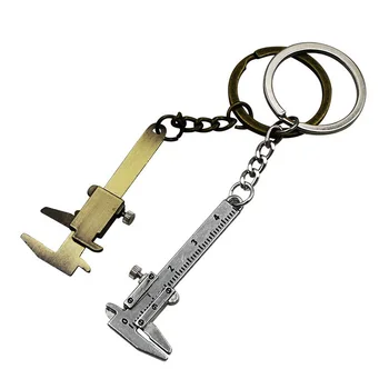 

100pcs Mini Movable Vernier Caliper Ruler Model Keychain Key Chain Zinc Alloy Vernier Caliper Key Ring W9716
