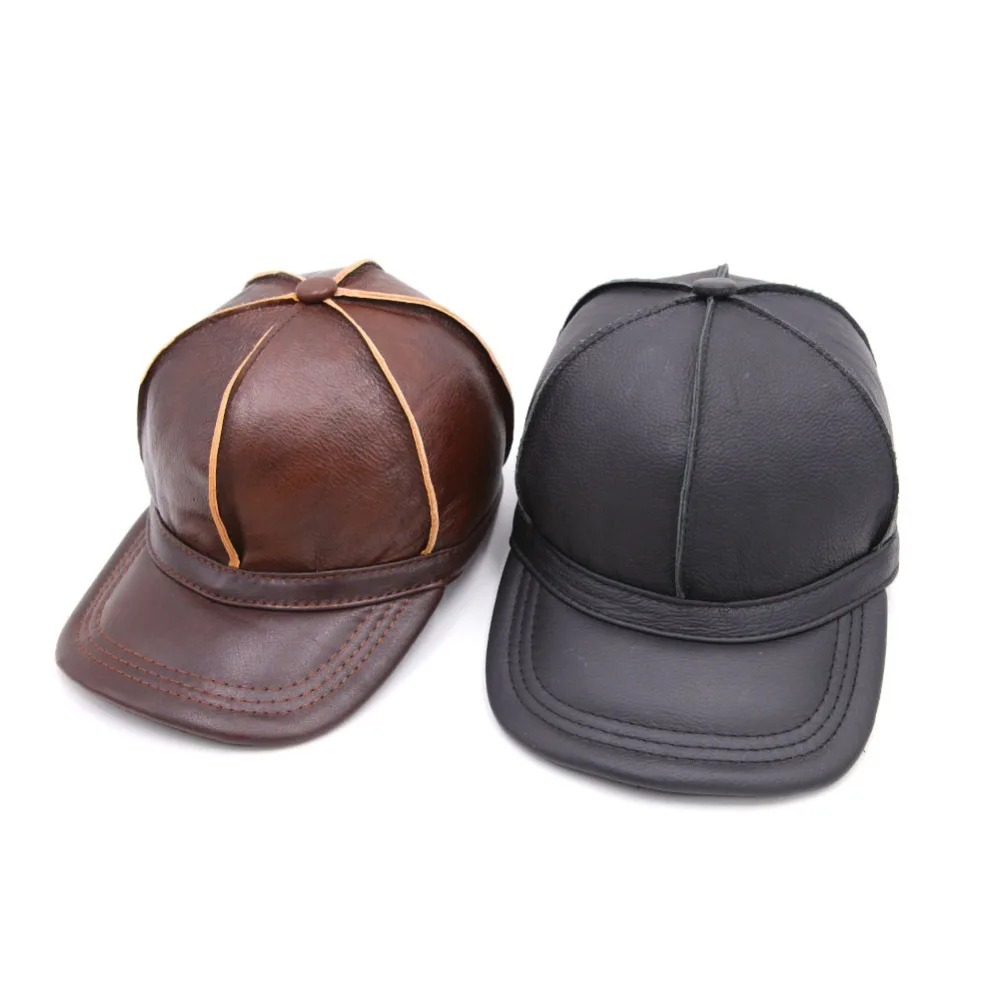 High Quality Men Women Genuine Cowhide Leather Baseball Caps Adjustable Sizein Baseball Caps