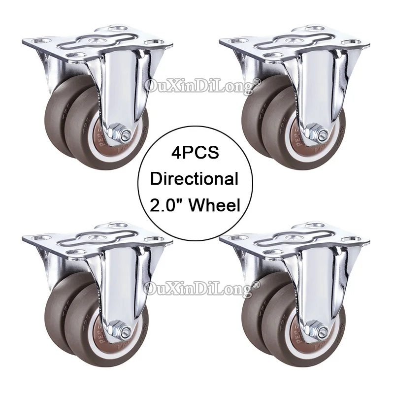 4PCS 2Inch Universal Furniture Casters Wheels Directional Double Rollers Runners for Platform Trolley Chair Bear 55KG/PCS | Обустройство