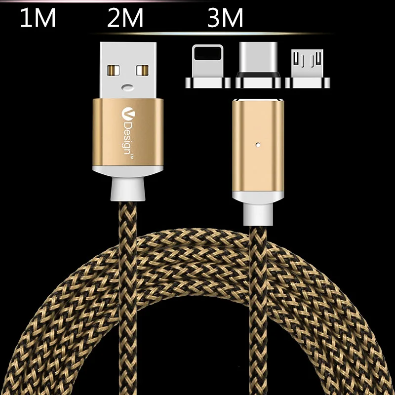 1 м/2 м/3 м 5 В/2,4 А usb type C/Micro USB/IOS Магнитный кабель USB-C быстрой зарядки Кабель-адаптер для iPhone 8 7 для samsung S9 S8