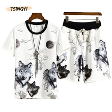 Tsingyi Summer 3D printed Wolf Men's Sportswear Sets T-shirt + shorts Cool Tracksuit Men Suits Two Pieces Casual Man Clothing Tsingyi Summer 3D printed Wolf Men's Sportswear Sets T-shirt + shorts Cool Tracksuit Men Suits Two Pieces Casual Man Clothing