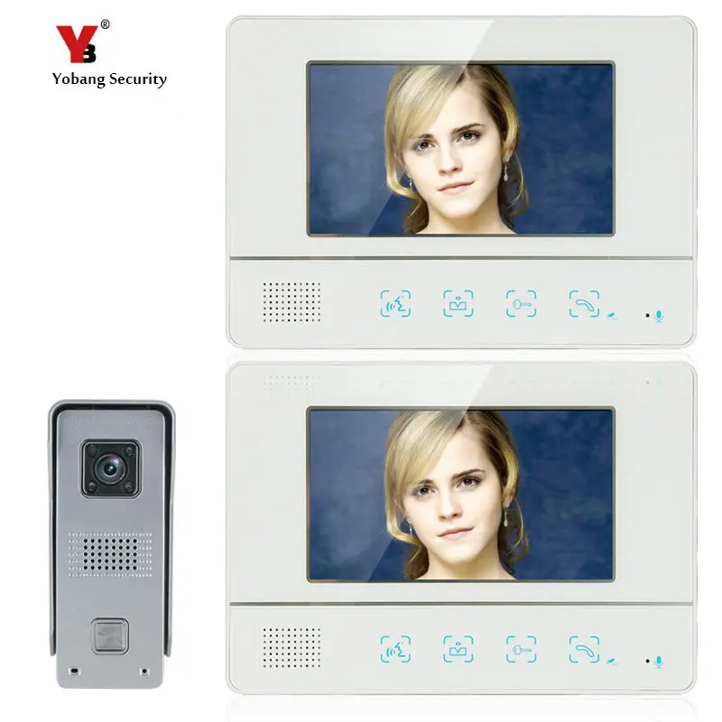 Yobang Security video intercom door bell system 7 inch color screen video with IR camera Wired intercom for private house