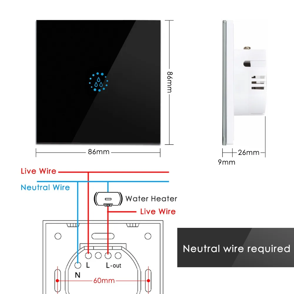 Умный Wifi водонагреватель бойлер Переключатель ЕС Великобритания 20A черное стекло сенсорный переключатель Ewelink приложение Голосовое управление с Alexa Google Home