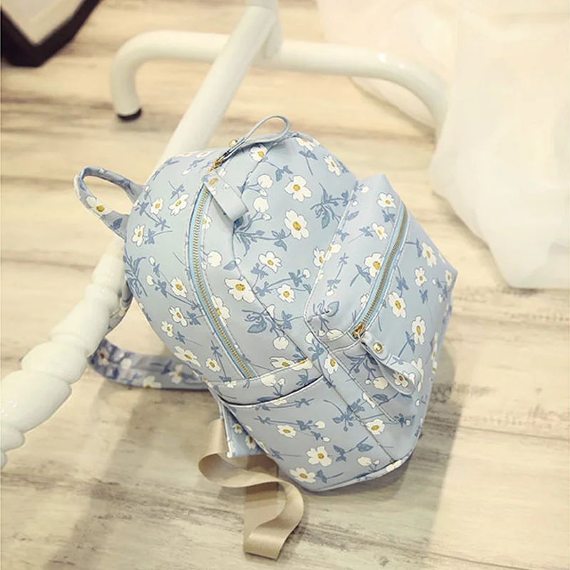 Летний рюкзак с цветочным рисунком, милый мини-Рюкзак Kawaii с цветочным узором для девочек, сумка через плечо, роскошный кожаный рюкзак для путешествий, школьный ранец, новинка