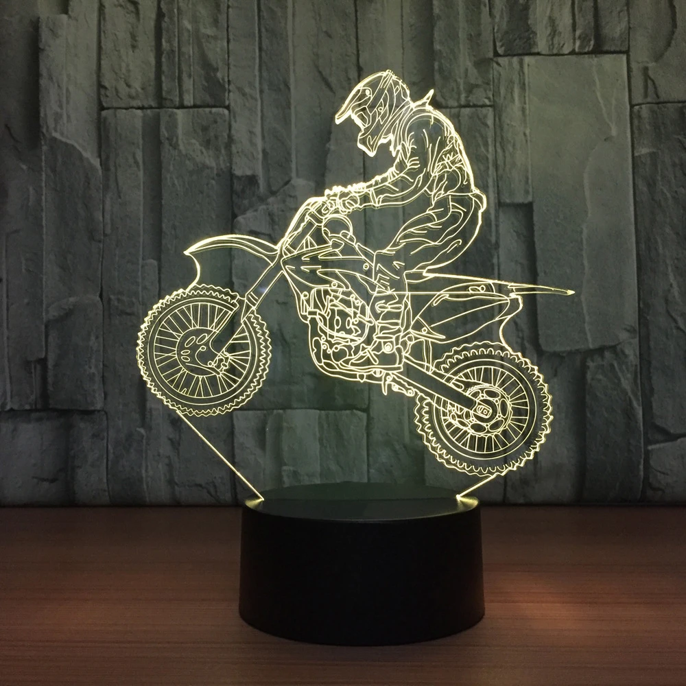 USB 3D кросс-кантри мотоцикл литье ночник светодиодный сенсорный кнопка мотоцикл Настольная лампа Декор спальни освещение сна детские подарки