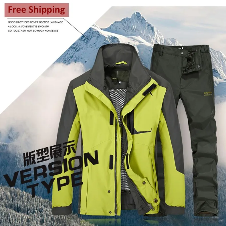 Snowboarding Sets Men New Fashion Mens Coat Outdoor Jaqueta Camping Hiking Ski Snowboard Sport Jacket Pants 1 Set Free Shipping Outdoor Jacket Mens Waterproof