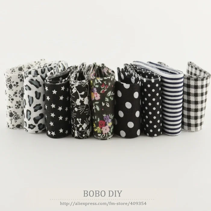 5 см x 100 см 9 шт./лот хлопок с цветочным принтом черный наборы Jelly roll полоски ткани стеганой отделкой DIY лоскутное куклы одежда tildas