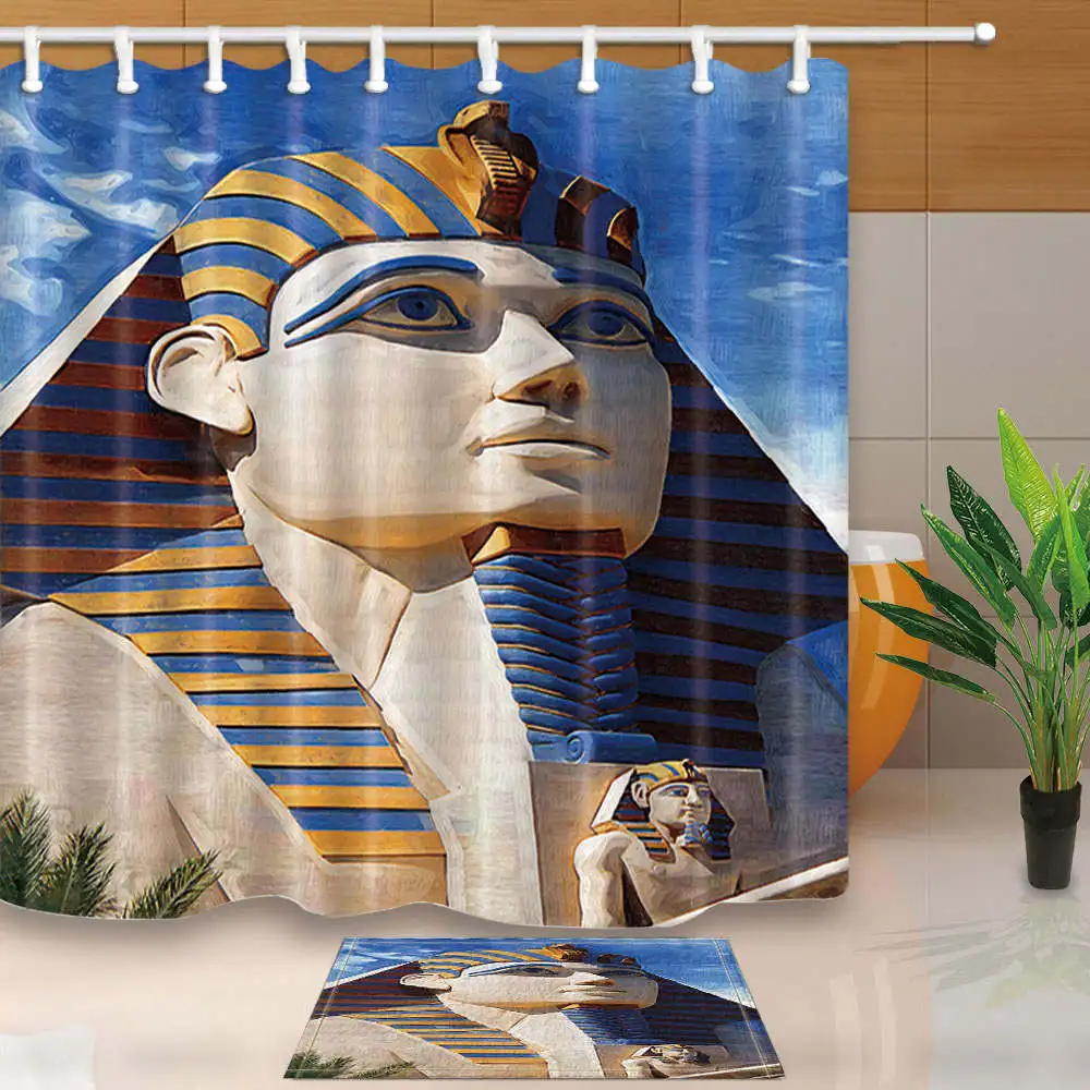 Высокое качество занавеска для душа s Египетский Сфинкс занавеска для ванной из полиэстера ткань водонепроницаемый и устойчивый к плесени с 12 пластиковыми крючками - Цвет: B-4053