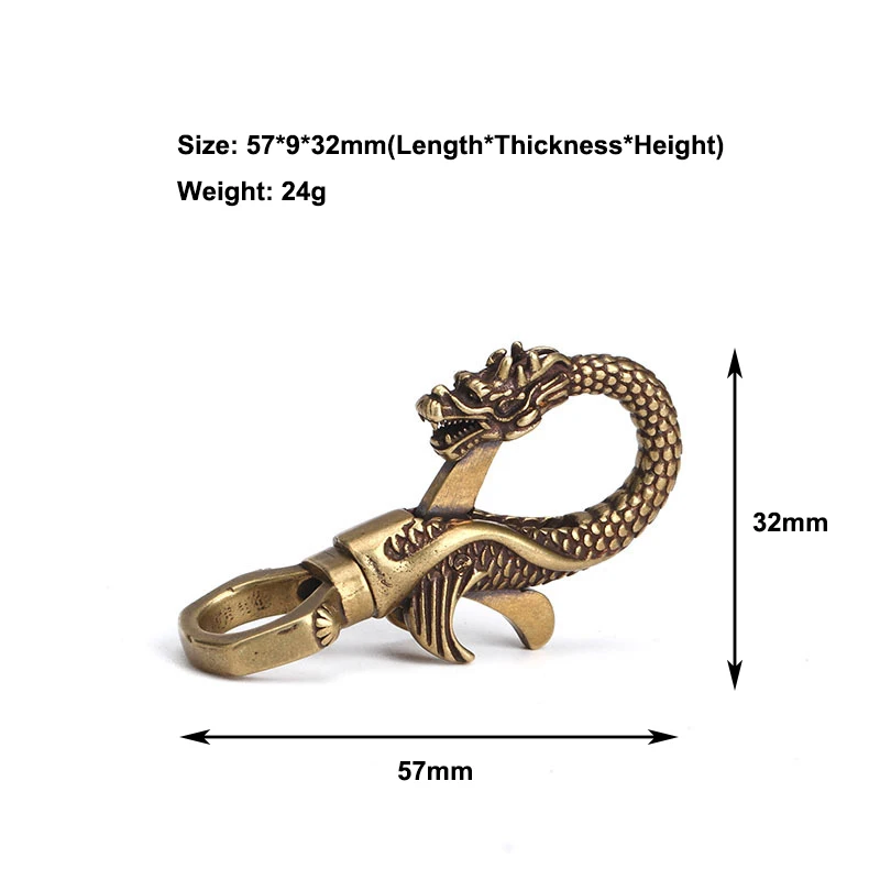 Run Pack of 1 Vintage Handmade Brass Dragon Head Keychain Car Key Ring Belt Buckle with 4 Rings