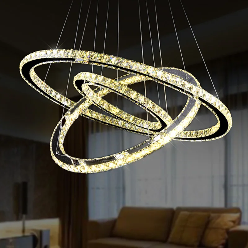 K9 Хрустальный Круг, современный светодиодный светильник для гостиной, Светильники для ресторана, подвесные лампы с дистанционным освещением, люстры