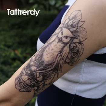

1pc body painting art owl dream catcher death skull feather big for women men arm leg waterproof flash dreamcatcher fake tattoo