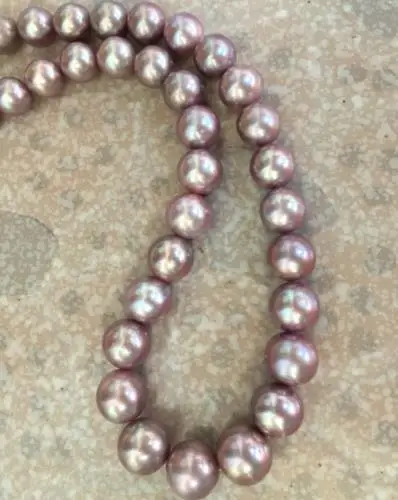 

14 Gold Gorgeous 13-14MM SOUTH SEA ROUND LAVENDER PEARL NECKLACE 19