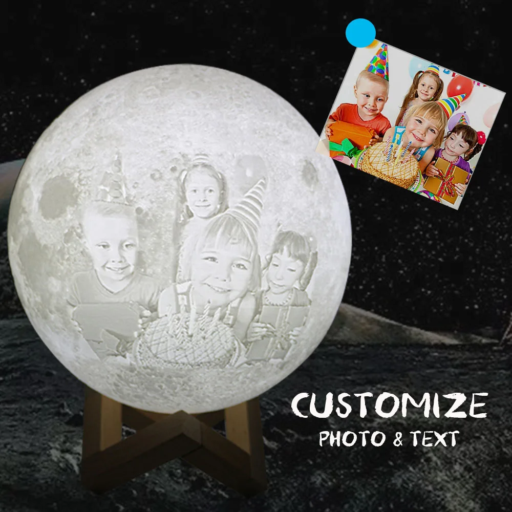 

Customized Photo 3D Printing Moon Light 2/16 Colors Moon Night Lamp Touch Switch Remote Moonlight USB Charging for Children Home