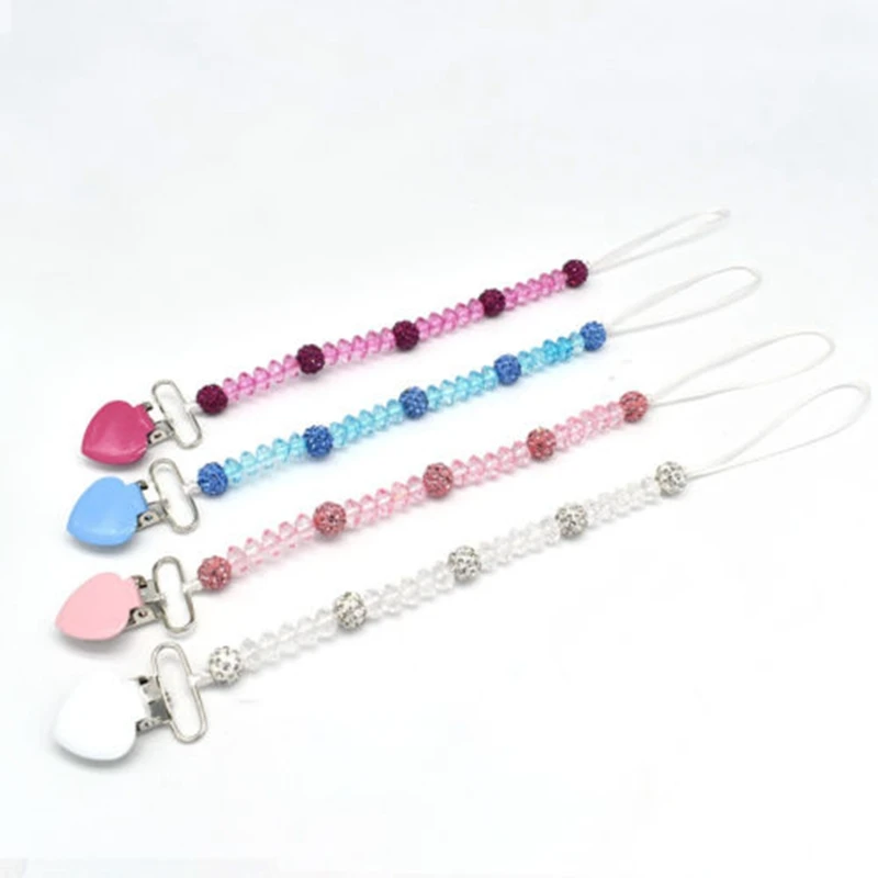 New Baby Infant Crystal Dummy Pacifier Chupetas Clip Teething Nipple Soother Holder Chain Cute