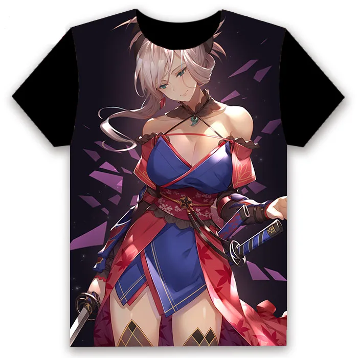 Футболка Аниме Манга Fate/Grand Order Miyamoto Musashi Косплей короткий рукав женские мужские черные футболки Топы повседневные летние Забавные Рубашки