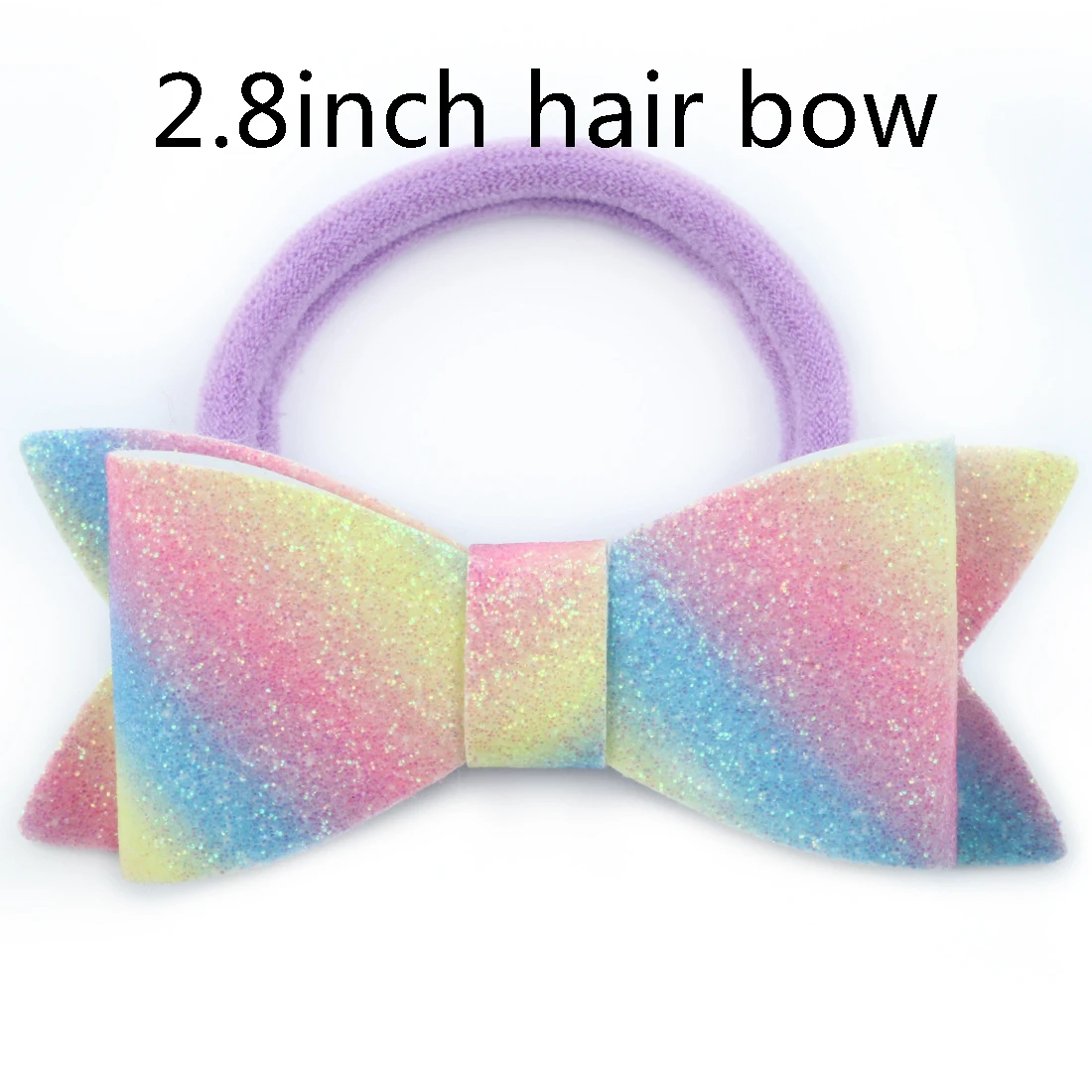 1 PC Child Hair Bow Tie Elastic Hair Band Glitter Hairbow Rope Rainbow Sequin Sparkly 3 Inch Bows Mermaid Girls Sweet Headwear - Цвет: 2.8inch hair bow-5