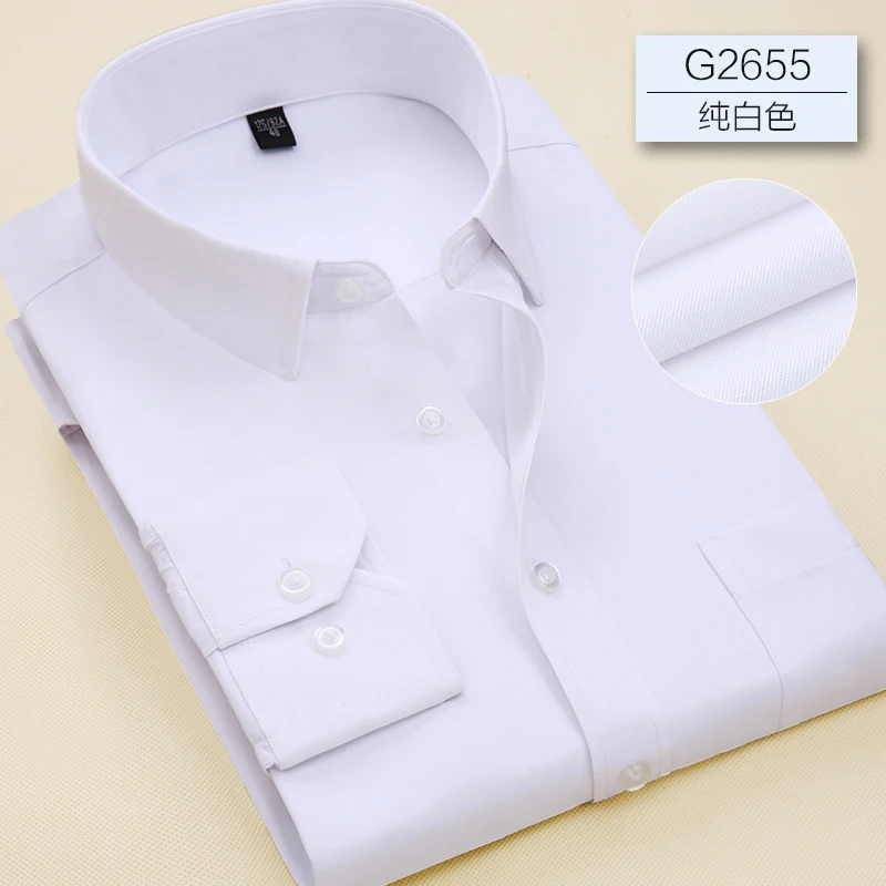 Мужская рубашка с длинным рукавом, весна, бренд, одноцветная, деловая, официальная, мужская рубашка размера плюс, мужская рубашка, сорочка 7XL - Цвет: G2655