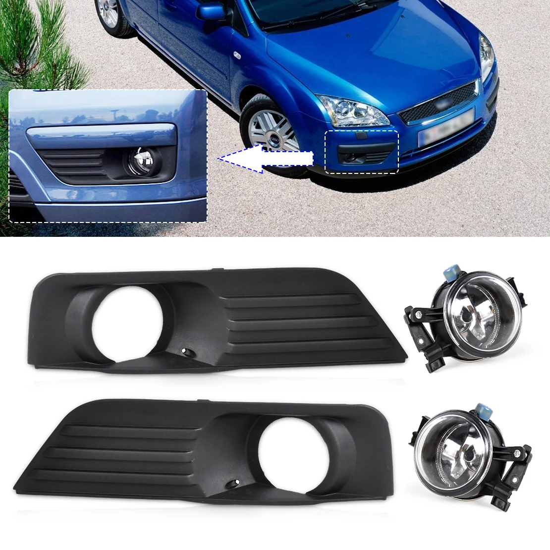 Beler Front Lower Left Right Per Fog Light Grille Cover Lamp Beler Front Lower Left Right Per Fog Light Grille Cover Lamp Kit Set 4m51 19952 A 3m51 15k201 Aa For Ford Focus 2005 2007
