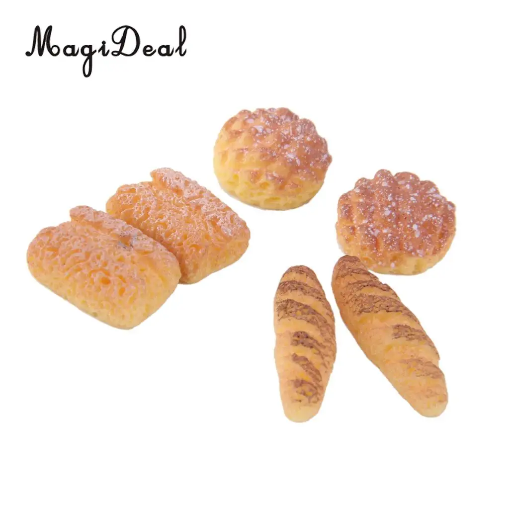 MagiDeal 6Pcs Resin Squishy Bread for 1/12 Dollhouse Miniature Acce for School Teaching Kids Pretend Role Play Kitchen Food Toy