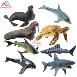 Sermoido Sea Life Животные черепаха Игрушечные лошадки Set черепахи фигурки морж Пластик Акула рыба модель детские игрушки развивающие зоопарк