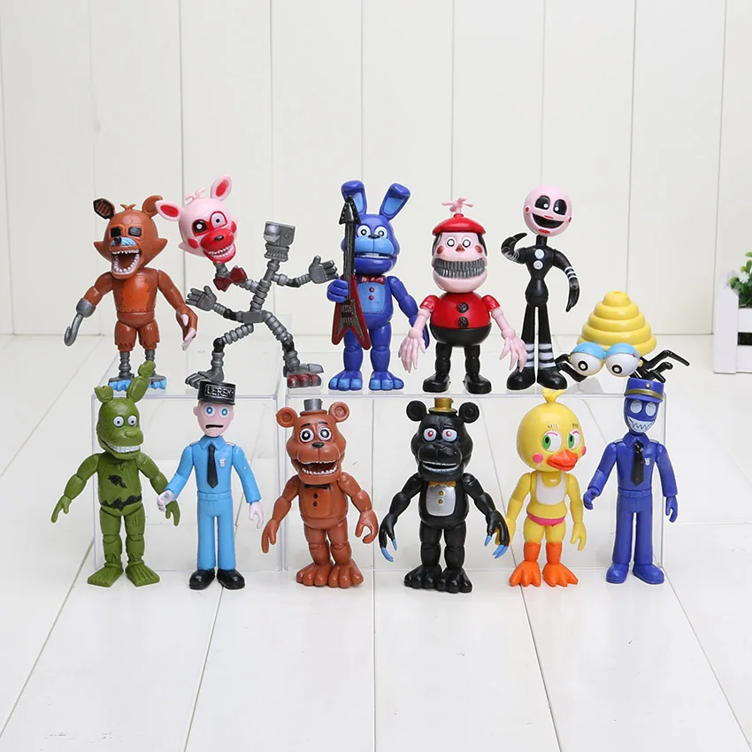 12 шт./лот FNAF ПВХ фигурки героев 10 11 5 см пять ночей у Фредди фазбер Фокси Бонни Чика