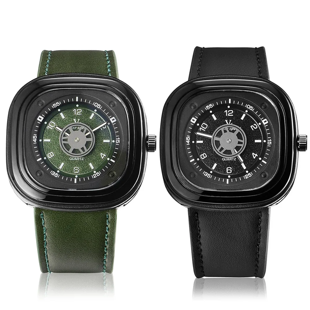 

Women's Sports Watches Square Dial Electronic Watches with Perforated Leather Strap LL@17