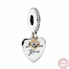 14 K Золотое сердце стерлингового серебра 925 пробы I Love You Forever Подвески бусины прозрачные CZ DIY Fit PANDORA Подвески для изготовления ювелирных изделий FL501K