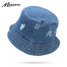 Летняя джинсовая шляпа от солнца с эффектом потертости, Женская Гибкая шляпа, женские пляжные Панамы, хлопковые складные шляпы для рыбалки, рыбаков, путешествий, японские