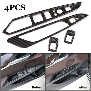 

4pcs Car Window Button Switch Panel Frame Trim Cover For BMW X5 F15 2014-2018 X6 F16 2015-2018 LHD Car Styling Accessories
