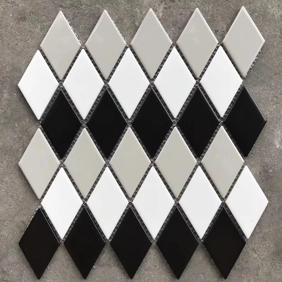 New Black White Grey Glossy Diamond Shaped Ceramic Mosaic Background Wall Tiles Bathroom Kitchen Tile Floor Decoration Wallpapers Aliexpress New Black White Grey Glossy Diamond