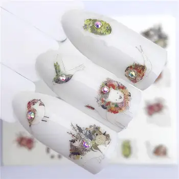 

WUF Flower / Horse / Bird / Snail / Dog Designs Water Transfer Sticker Nail Art Decals DIY Fashion Wraps Tips Manicure Tools