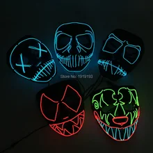 

Horror Halloween Luminous EL Mask For Christmas Party Lighting Led Light Up Party Mask With DC3V Sound Active