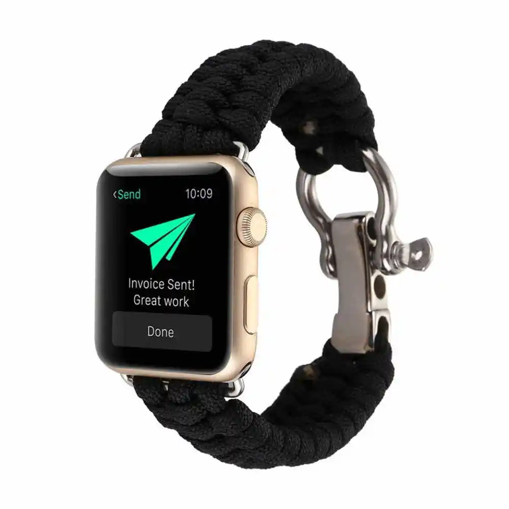 Для iWatch серии 4/2/1 браслет для выживания нейлоновый ремешок на запястье с прочной