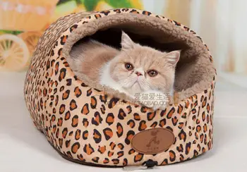 

Warm Soft Cat House Winter Pet Sleeping Bag Beautiful Leopard grain Kennel Cat Bed Puppy Small Dog Cushion Sofa pet products
