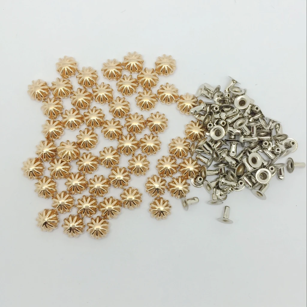 50 Set 9mm Pumpkin Single Cap Rivet Stud Collision Nail Metal Spike Rock Leathercraft Shoe Bag Belt Garment Bracelet Accessories