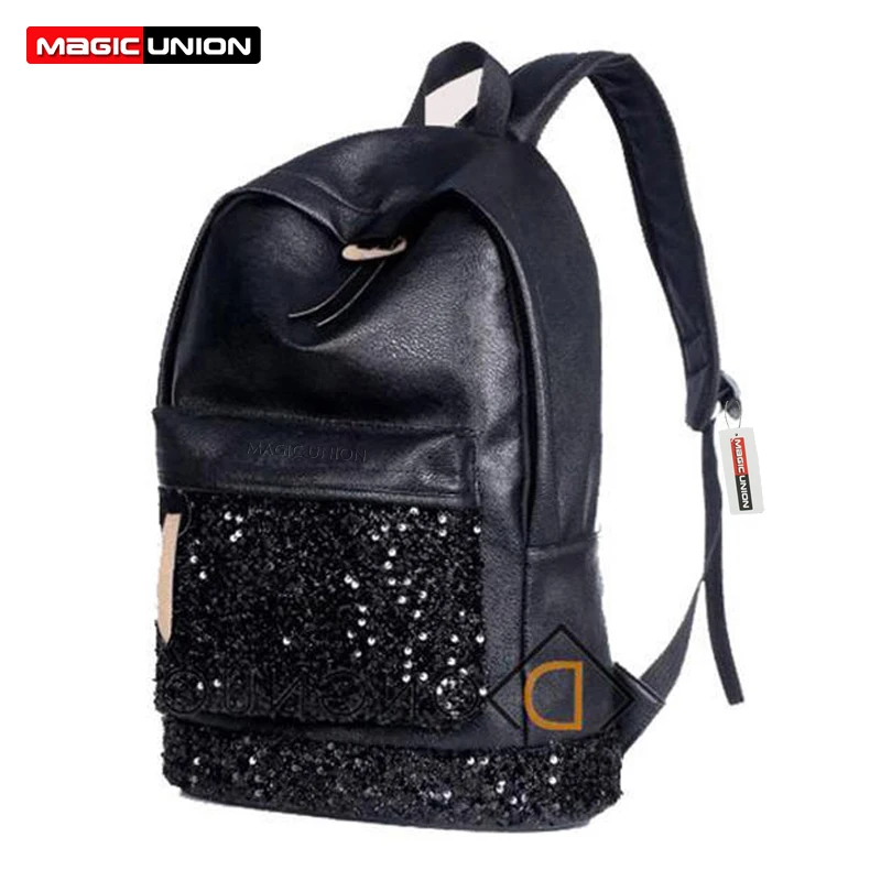 MAGIC UNION New 2017 Fashion Women Backpack Big Crown Embroidered Sequins Backpack Wholesale Women Leather Backpack School Bags